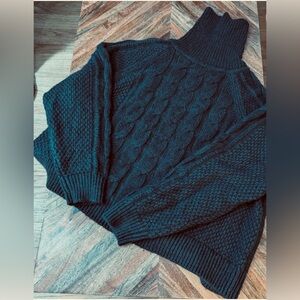 Gap Charcoal Grey Chunky Cable Knit Sweater Size PL
